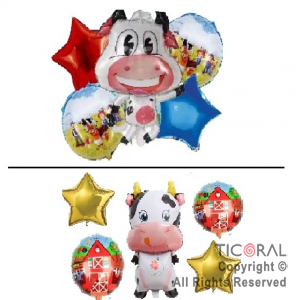 SET DE GLOBOS METALIZADO VACA LOLA 5 UNIDADES X 1